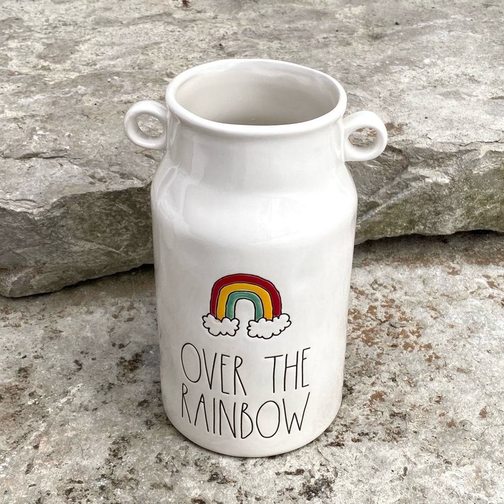 Rae Dunn OVER THE RAINBOW Milk Jug Farmhouse Vase